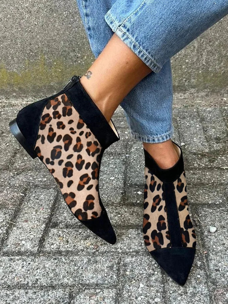 RAVEN LEOPARD ANKLE BOOTS