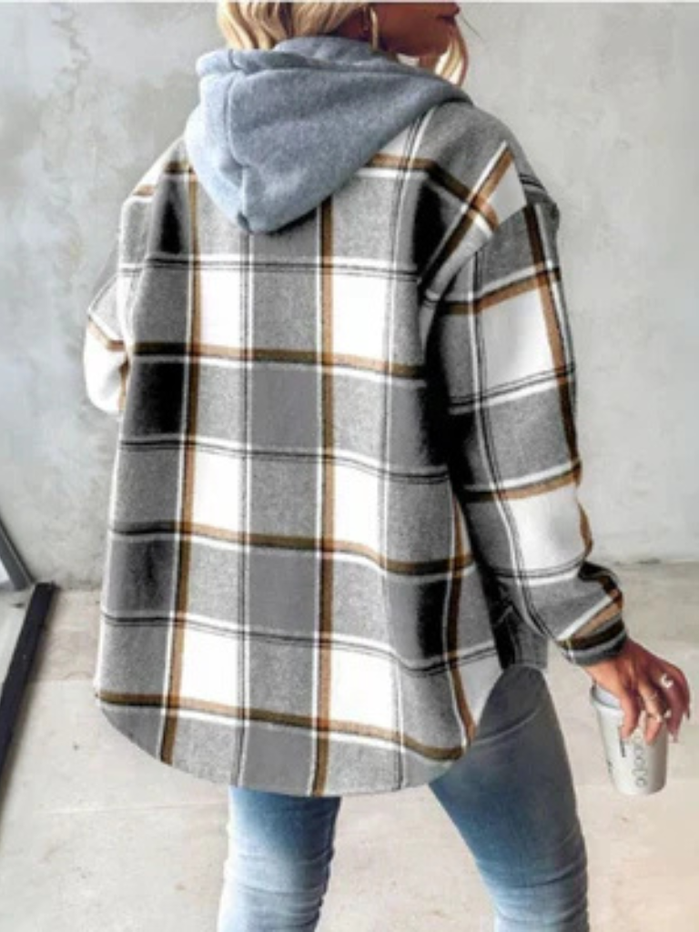 CAMDEN PLAID HOODED SHACKET