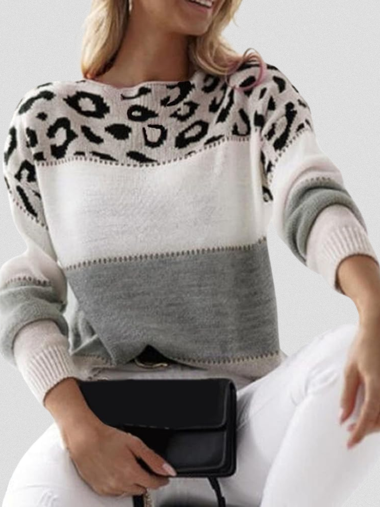 EMMA LEOPARD ACCENT SWEATER