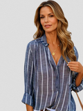 LANE STRIPED BUTTON BLOUSE