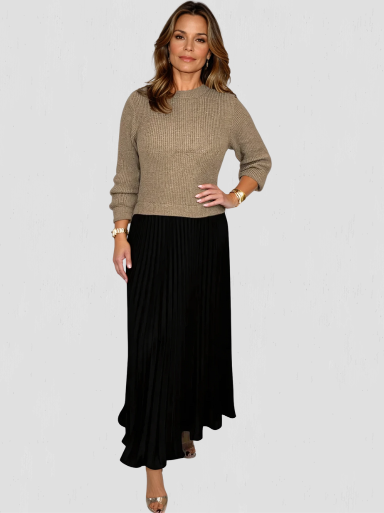 ELEGANCE PLEATED HOLIDAY DRESS