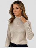 ANICA LACE-SLEEVE TURTLENECK