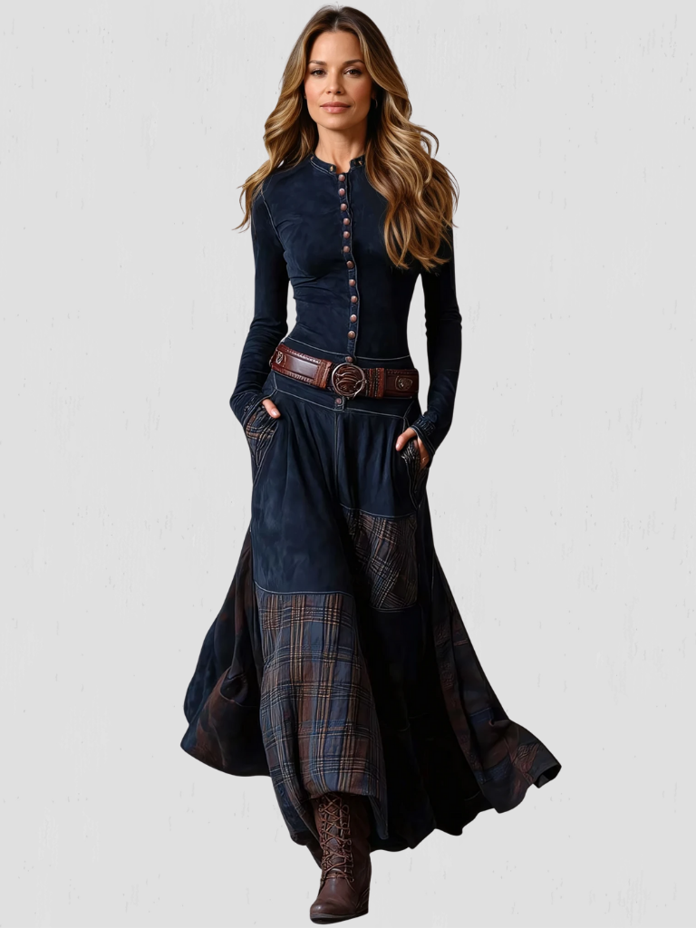 NORA BUTTON-FRONT MAXI DRESS