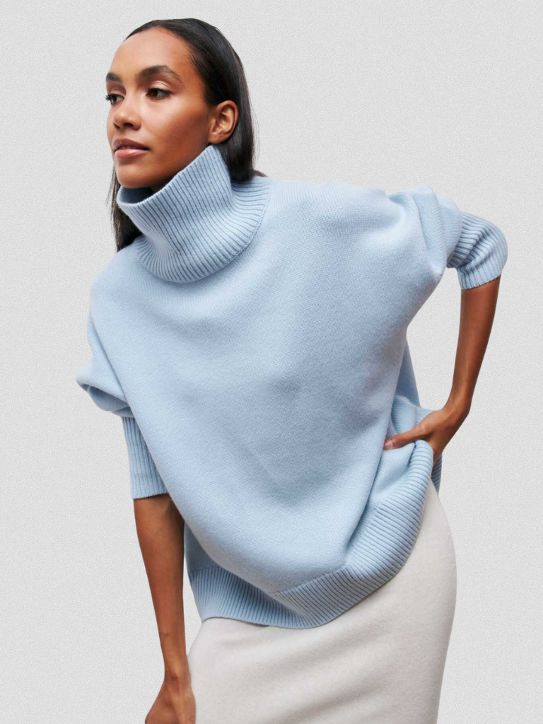 ELENA HIGH-COLLAR KNIT SWEATER