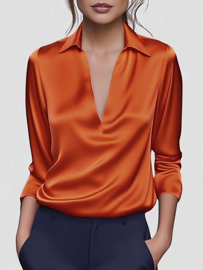 BEAU SATIN-LOOK BLOUSE