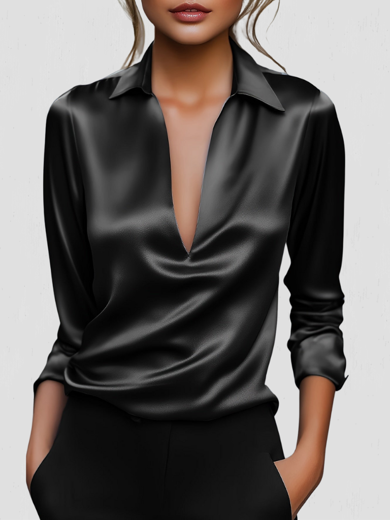 BEAU SATIN-LOOK BLOUSE
