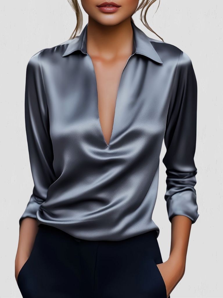 BEAU SATIN-LOOK BLOUSE