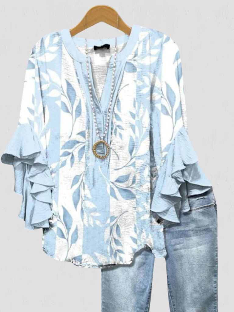 HAISLEY FLORAL RUFFLE SLEEVE BLOUSE