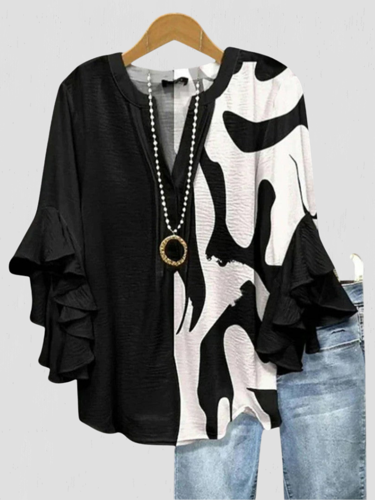 HAISLEY FLORAL RUFFLE SLEEVE BLOUSE