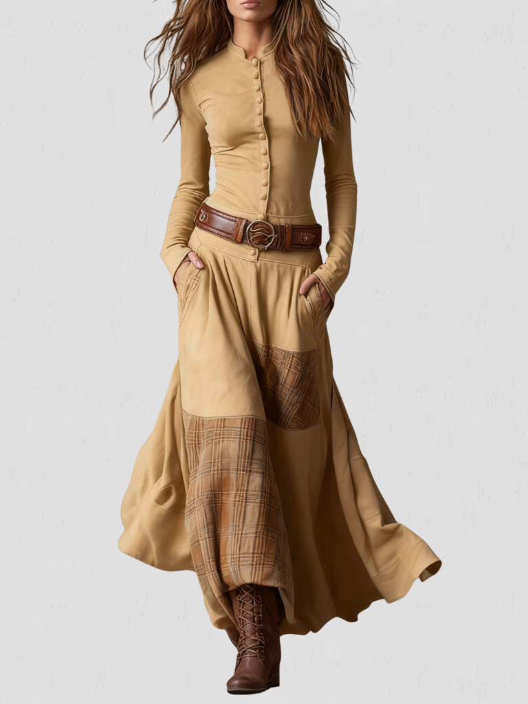 NORA BUTTON-FRONT MAXI DRESS