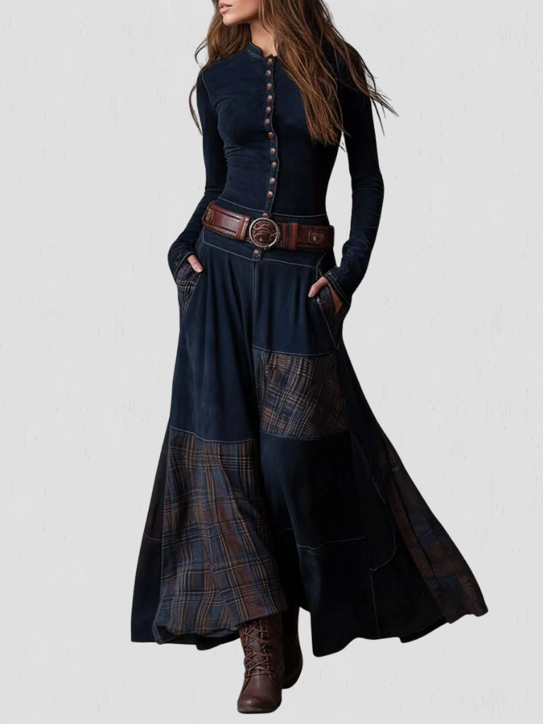 NORA BUTTON-FRONT MAXI DRESS