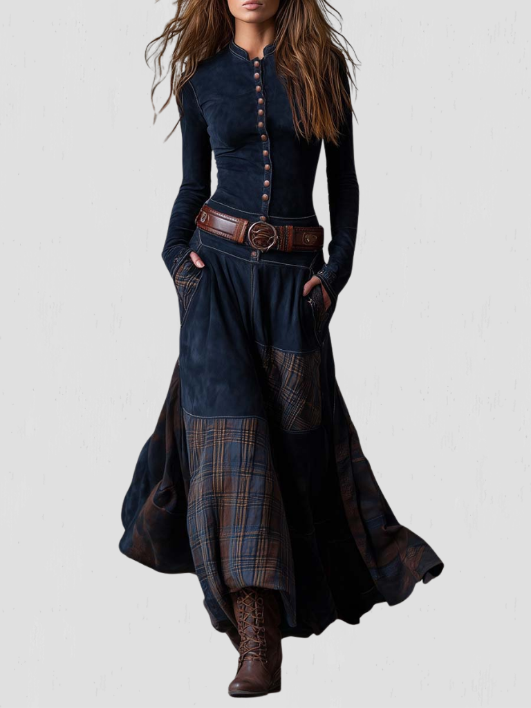 NORA BUTTON-FRONT MAXI DRESS