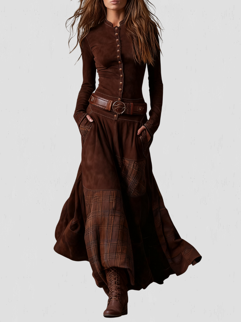 NORA BUTTON-FRONT MAXI DRESS