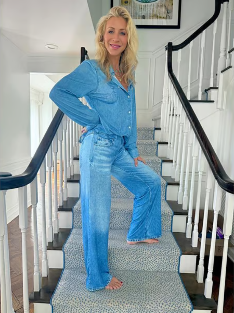 MAEVE DENIM-STYLE PAJAMA SET