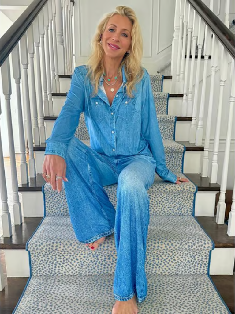 MAEVE DENIM-STYLE PAJAMA SET