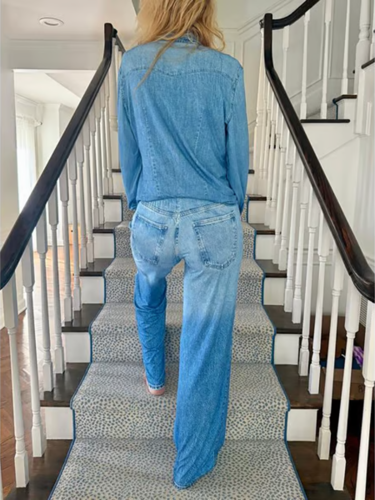 MAEVE DENIM-STYLE PAJAMA SET