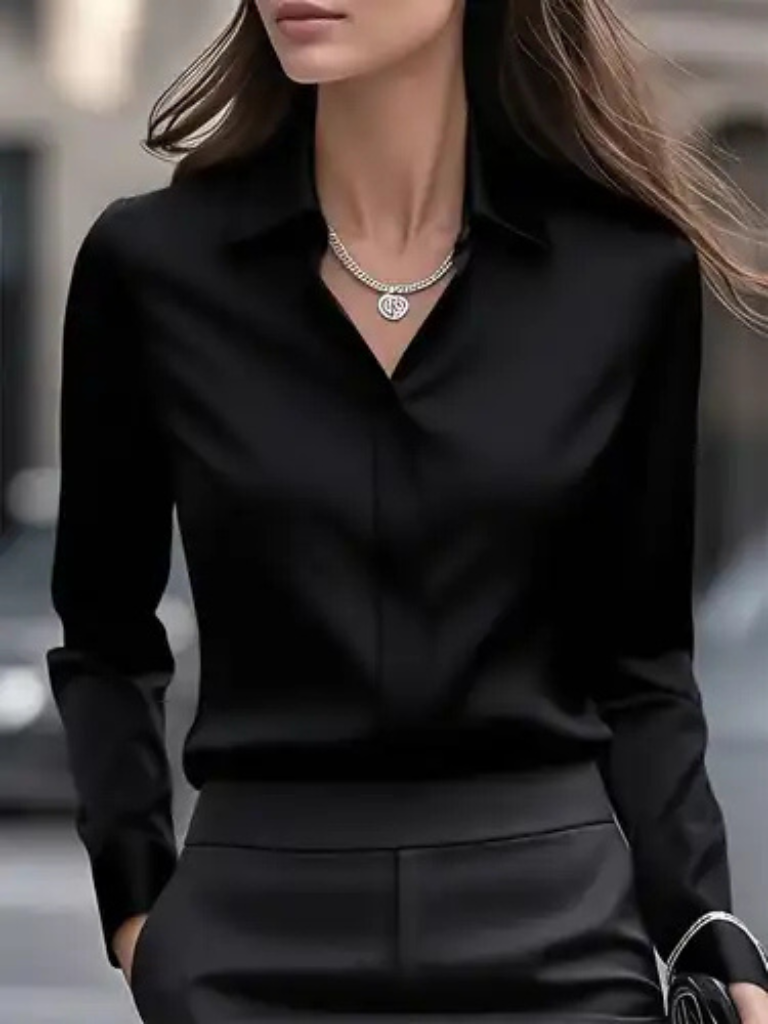 MARIELLE SATIN-LOOK BLOUSE